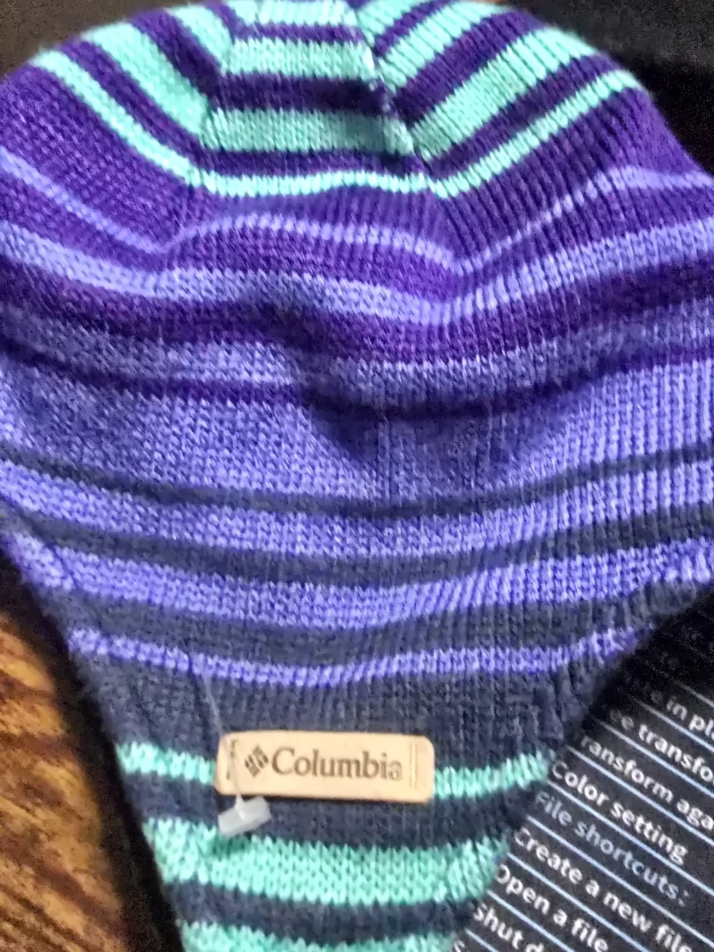 Columbia Children Striped Knit Beanie - Purple & Teal